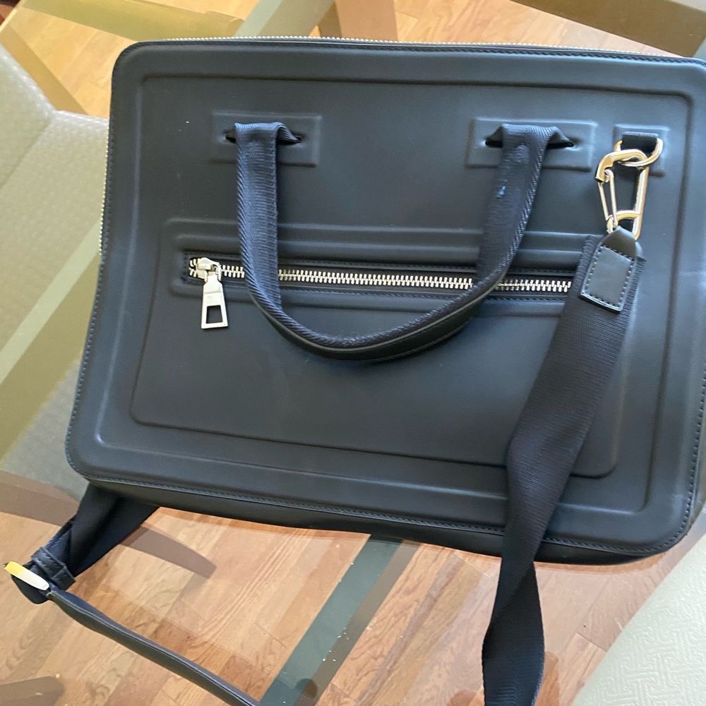 Blue Zara man sleek large laptop bag fits 15”